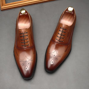 Nuevos Zapatos Formales de Cuero Genuino para Hombre, con Punta Cuadrada, Diseño Calado, Estilo Coreano, Casuales de Negocios, con Cordones, Antideslizantes, para Otoño - Product Image 2