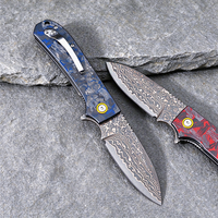 Couteau pliant Premium VG10 Core Damascus avec manche en fibre de carbone et roulement à billes pour activités de plein air, EDC et collection
