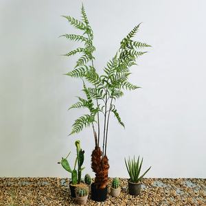 Plante artificielle en forme de fougère, simulation de bonsaï, décoration de pièce, arbustes, fougère en plastique à tête de singe dorée - Product Image 5