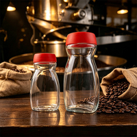 Pot à café plat de forme industrielle avec couvercle en plastique 200ml 400ml, récipients de stockage en verre 800ml 900ml pour grains de café