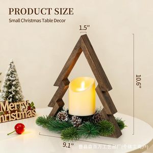 Wooden <b>Christmas</b> Candle Stand Triangle Shape Home Decoration Retro Color <b>Tree</b> Material For Holiday <b>Table</b> Decor - Product Image 2