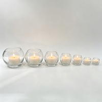 Vase en verre rond transparent en gros, vase en verre multi-usages et porte-bougie, vente directe d'usine, logo personnalisé accepté