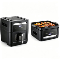 ANBOLIFE OEM Freidora de Aire 2 en 1 No Tóxica de 8.5L + Parrilla con Pantalla Táctil, Ocho Programas Preestablecidos y Ventana de Visualización, Personalizada de Fábrica