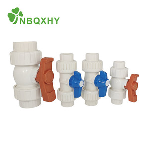 Vanne à boisseau sphérique double union en <span class=keywords><strong>PVC</strong></span> blanc, prix usine, 1/2-4 pouces, ANSI DIN PN16, manuelle, haute pression pour alimentation en eau - Product Image 1