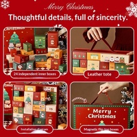 Boîte cadeau de Noël personnalisée avec couvercle magnétique estampé à l'or rouge Anji Newell, compartiments séparés, cadeaux en cuir