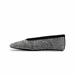 Nuovi arrivi Fashion Women Black Mesh Casual di lusso con strass punta rotonda da ragazza scarpe basse con diamanti - Product Image 5