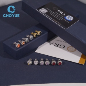 Pendientes de Diamantes de Colores, Plata de Ley 925, VVS, 9.1 mm, Pendientes de Moissanita, Joyería Deslumbrante y Brillante, Unisex - Product Image 5