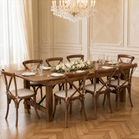 Table à manger pliante en bois massif de style farmhouse pour hôtel, restaurant, banquet, mariage, événements, fête