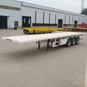 China Gebruikt 3 As Vervoer 20ft 40ft Container Flatbed Oplegger Te Koop