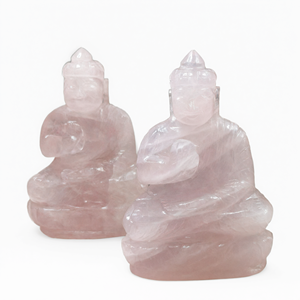 Bouddha en quartz rose - sculpture artisanale du Bouddha serein et méditant - cristal/reiki/énergie de guérison - 4,5 pouces et 0,30 - Product Image 2