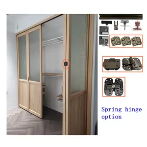 Mini bisagra de carga de resorte de cierre automático, fabricante de hardware de puerta plegable bi deslizante para joyero, puerta plegable de madera y pvc