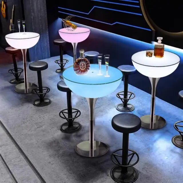 Meja led klub malam, furnitur led pesta klub malam bercahaya dapat diisi ulang berubah warna murah Modern