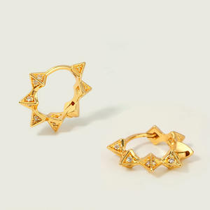 Pendientes de Aro E2891 con Diamantes Naturales en Corte Triangular, Color G, Chapados, para Uso Diario, Modernos para Mujer - Product Image 3