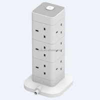 Stop Kontak Ekstensi dengan USB, Stop Kontak 12 Lubang dengan 4 Port USB Kabel Ekstensi 2M Stop Kontak UK dengan Saklar