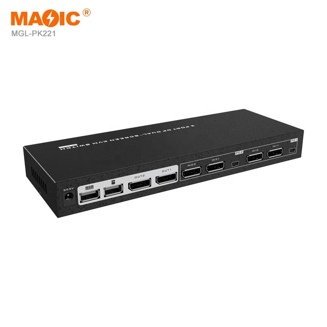 4K 60Hz DP Dual Screen Kvm Switch Dual Monitor KVM DP Switch 2 in 2 Out Video Switch for Laptop Display TV