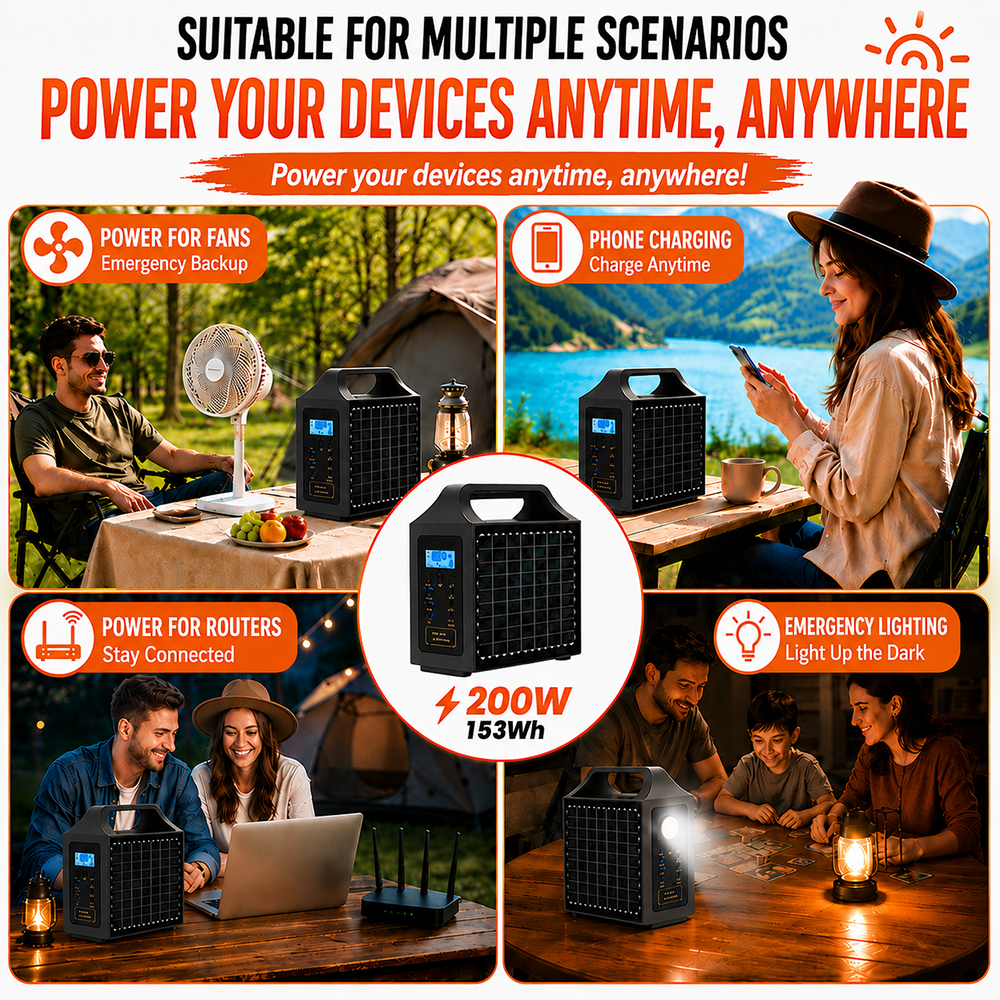 Foldable Solar Panel Power Station 200W 153Wh LiFePO4 Portable Battery Generator 12V DC Output 50/60Hz DT-200W02S Outdoor · image 6