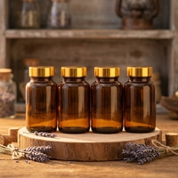 Bouteille en verre brun, flacon à large ouverture étanche et opaque, flacon à poudre, flacon de stockage pour Cordyceps brun