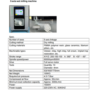 Machine de fraisage dentaire à 5 axes, machine de gravure et de fraisage CNC pour disques et blocs en <span class=keywords><strong>zircone</strong></span>, céramique vitrifiée, PMMA - Product Image 4
