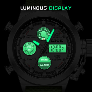 Reloj Deportivo Táctico Digital LED LIGE LG89228 para Hombre, Resistente al Agua, Correa de Nailon Verde, Reloj Robusto para Hombre con Alarma, Cronómetro + Caja - Product Image 6