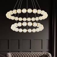 Plafonnier LED moderne de luxe avec perles et boules rondes pour la décoration du salon, lampe de chambre, villa, hôtel, éclairage suspendu