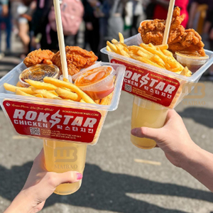 Dùng một lần Snack uống cup với rơm tùy chỉnh chiên gà ăn Bát lẩu cup bán buôn thực phẩm Takeaway cốc nhựa với khay - Product Image 5