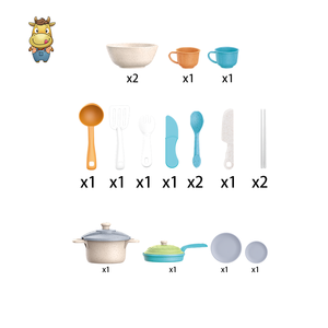 Ensemble de vaisselle et ustensiles de cuisine pour enfants en paille de blé, 17 pièces, jouet de cuisine - Product Image 5