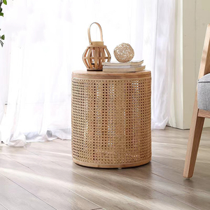 Table de salon <span class=keywords><strong>en</strong></span> <span class=keywords><strong>rotin</strong></span> avec plateau <span class=keywords><strong>en</strong></span> bois, Table de café ronde de Designer à la mode avec le prix bon marché - Product Image 3