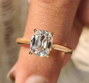 แหวนแต่งงานเพชรเพาะเลี้ยงแบบสั่งทำพิเศษ ทองคำแท้ 18k สีเหลือง ความใส VVS เครื่องประดับคลาสสิกสำหรับวันครบรอบสำหรับผู้หญิง ของขวัญ ปราศจากนิกเกิล - Product Image 4