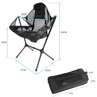 Dossier Réglable Respirant Mesh Supports 300lbs avec Bandes Fluorescentes Vertes Chaise Hamac Pliante pour la Randonnée