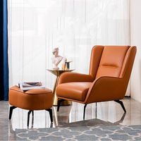 Fauteuil inclinable en cuir nordique avec pieds en métal durables, chaise longue capitonnée moderne et écologique pour salon domestique
