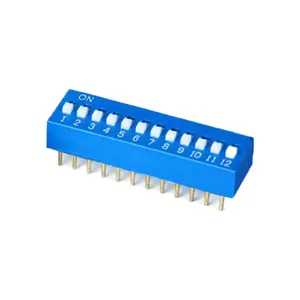 Blue Color 2.54mm Pin Pitch Slide Type 12 Position Dip Switch