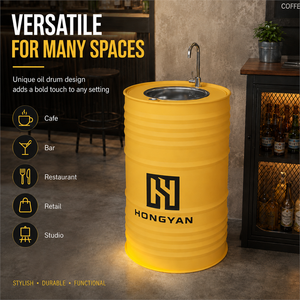 Meuble vasque industriel moderne en fer, design fût d'huile jaune, pour café, bar, restaurant, hôtel, salle à manger - Fournisseur fabricant - Product Image 2