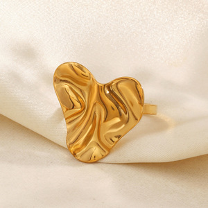 Fashion Simple Heart-shaped <b>Ring</b>,18K Gold Stainless Steel, with an Adjustable <b>Opening</b> and a Personalized Geometric Design <b>Ring</b>. - Product Image 3