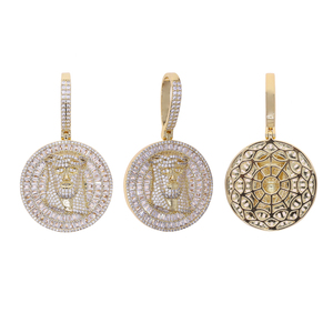 Collar con Colgante Redondo de Jesús con Circonitas Cúbicas para Hombre, Estilo Hip Hop, Joyería de Moda Brillante - Product Image 5