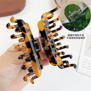 Shily&OS Grandes pinces à cheveux en acétate de cellulose à <span class=keywords><strong>double</strong></span> rangée de dents antidérapantes, accessoires pour cheveux épais, style français testé - Product Image 3