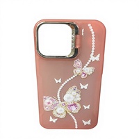 Coque de téléphone en TPU de luxe avec motif papillon diamanté pour iPhone 17 16 15 14 13 et ITEL A100 S26 Ultra, avec support et protection d'objectif pour filles