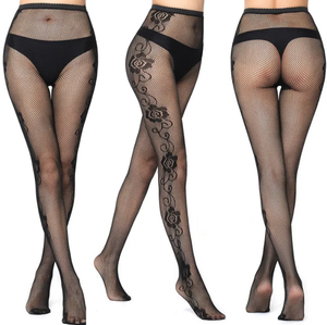 KT-T250033 काले लोगो पत्र प्रिंट हीरा गैंडे शिनिंग प्रिंट पत्र पतली रेशम पेंटीहोज - Product Image 3