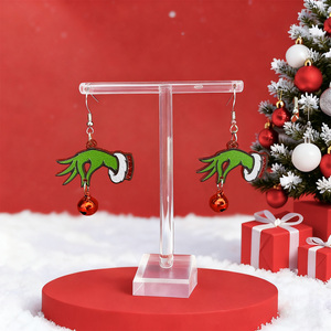 Modernos Pendientes Personalizados con Estampado de Hipopótamo y Leopardo, Pendientes Colgantes de Madera Plateados con Diseño de Árbol de Navidad para Fiestas - Product Image 6