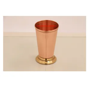 Hammered Luxury Copper Julip Cup With Brass Base Tabletop for Wine and Beer