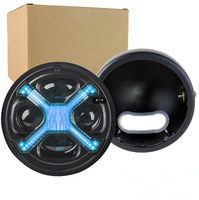 Phare LED de 5,75 pouces de style kit avec boîtier, feux de jour bleus et faisceau haut/bas, accessoire universel pour moto