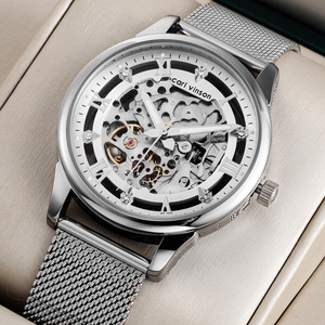 Montre tendance pour homme, mouvement squeletté, aiguilles luminescentes, montre-bracelet mécanique étanche - Product Image 1