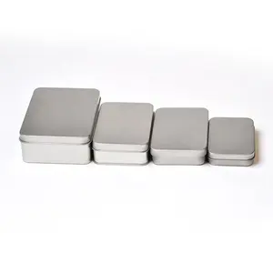 Caja de hojalata Rectangular de plata con forma personalizada, embalaje de Metal para galletas, té, regalo único