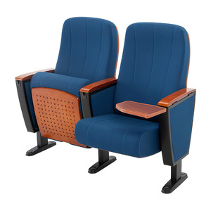 Sillas de Auditorio Ausnutria JHR-W Azules con Reposabrazos de Madera, Asientos para Teatro Escolar - Product Image 1