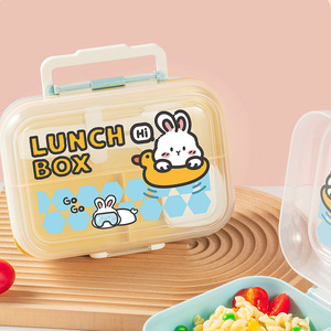 Cartoon Childrens Divided Lunch Box Rectangle Airtight Microwave Safe <b>Plastic</b> For School Kids - Product Image 4