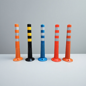 75 100cm de altura PU advertencia de tráfico reflectante Flexible plástico goma plástico bolardos delineador poste - Product Image 4