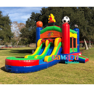 Château gonflable inspiré du ballon de sport Combo pour garçons Bounce House avec videur et toboggan Jumping Castle avec toboggan - Product Image 2