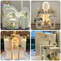 Support à gâteau en PVC LEDA, blanc, ensemble de table à dessert, piédestal cylindrique, table de présentation pour événements et décoration de gâteaux de mariage