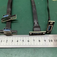 Ruban plat profil bas USB 3.0 femelle coudé 90 degrés haut vers le bas fil d'extension coudé avec vis de verrouillage montage sur panneau
