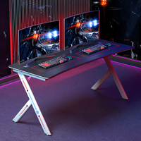 Escritorio Gamer de Madera, Moderno, con Superficie de Metal Negro, Mesa para Computadora