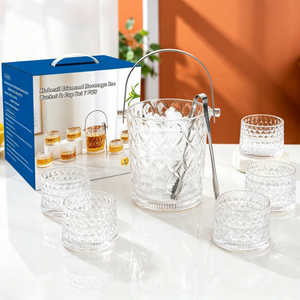 Ensemble de 7 pièces <span class=keywords><strong>XO</strong></span> Ice Bucket, design classique, verre sodocalcique, portable, durable, capacité de 1000 ml, verre à whisky, pince à glaçons, pour bar et fêtes - Product Image 2